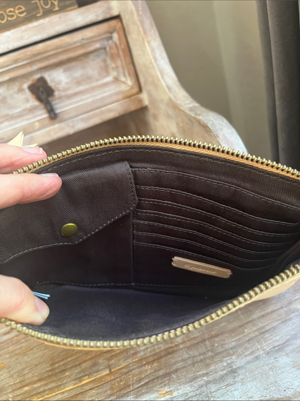 🤍 Madewell The Leather Pouch Clutch Crochet Edition Marzipan - Picture 5 of 10